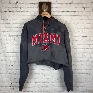 MIAMI REDHAWKS bleached cropped hoodie